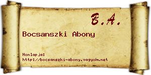 Bocsanszki Abony névjegykártya